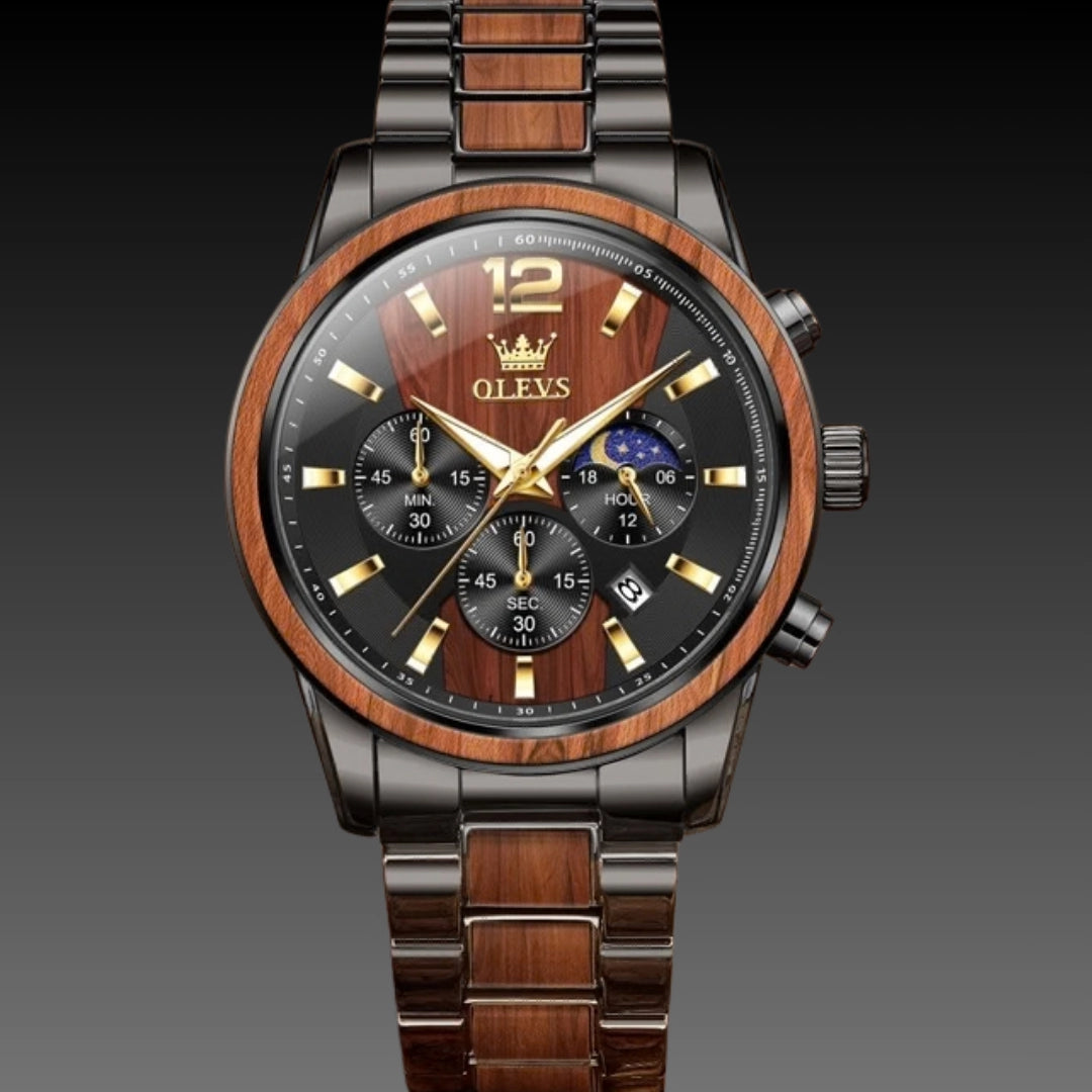 Men's L3645 Six-Hand Quartz Watch – 30M Waterproof Stainless Steel Chronograph with Calendar