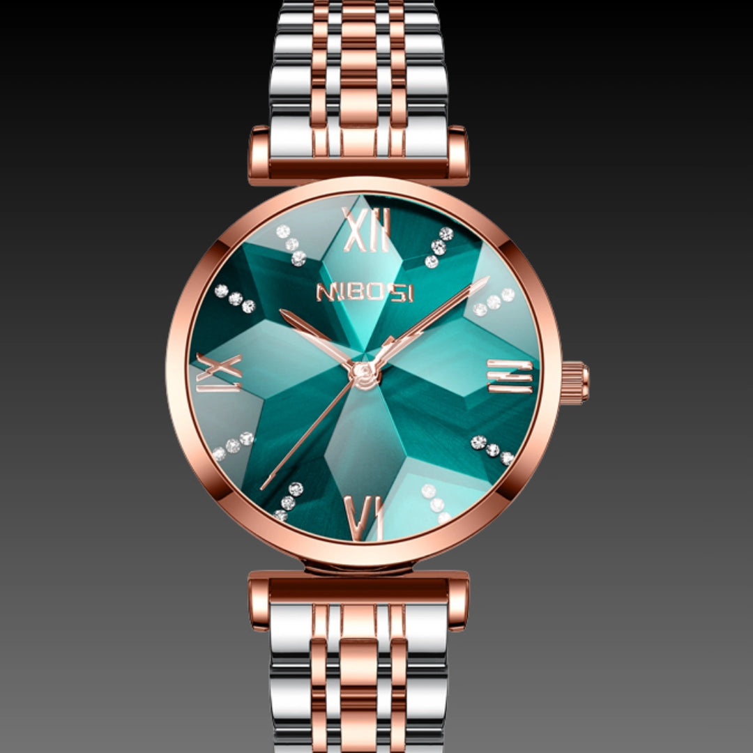 Ladies Fashion Galvanized Steel Watch – Multifunction Quartz with Luminous Dial & Chronograph