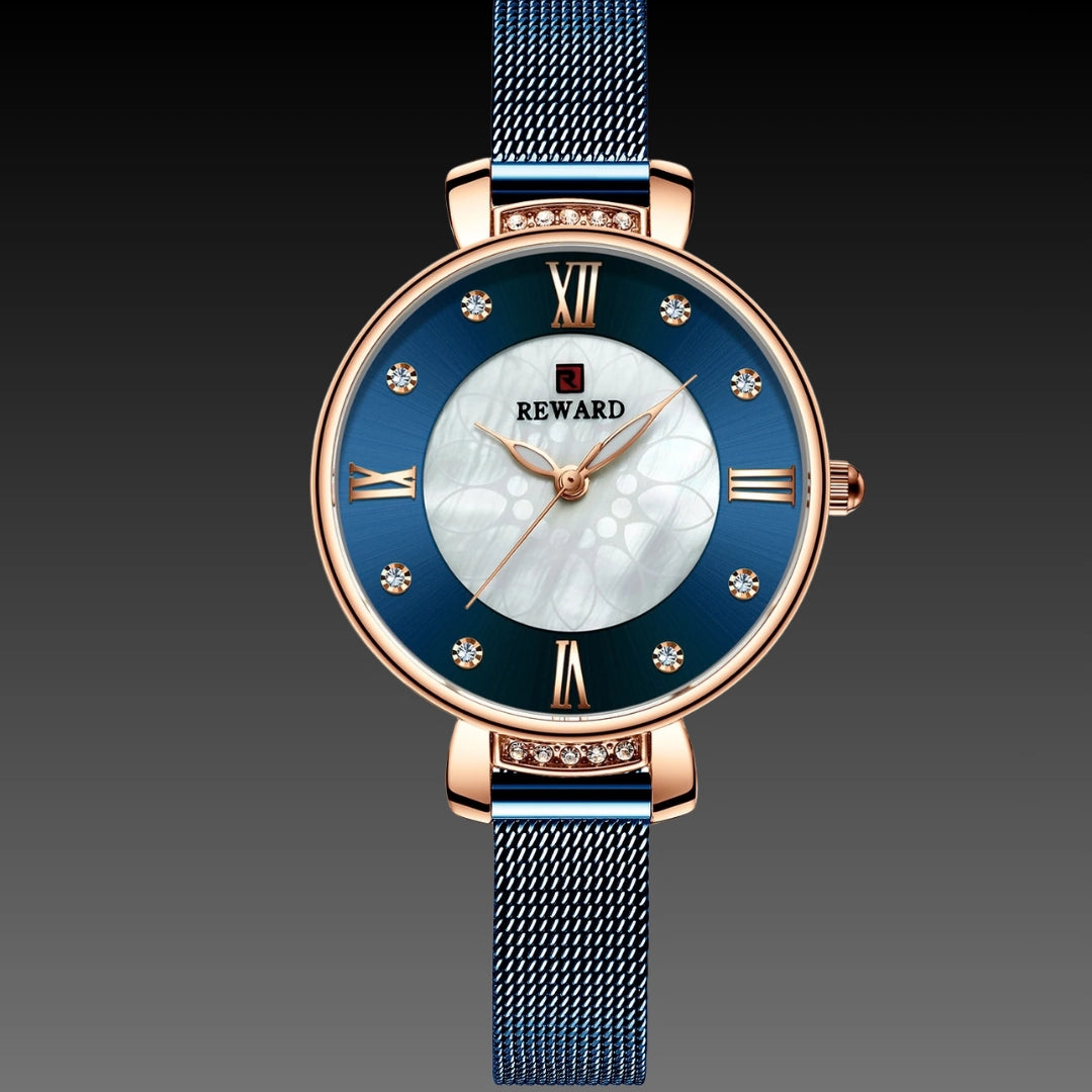 Milanese Mesh Ladies Watch: 33mm Textured Dial | Slim 10mm Steel Strap | Roman Numerals