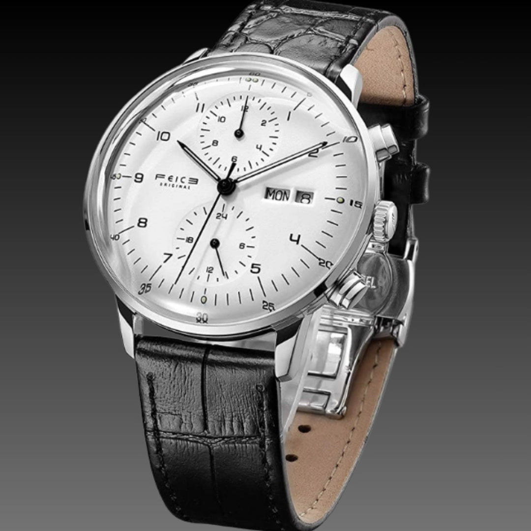 FM121 Bauhaus Automatic Mechanical Watch – Luminous Minimalist Design with Domed Glass & Exhibition Back