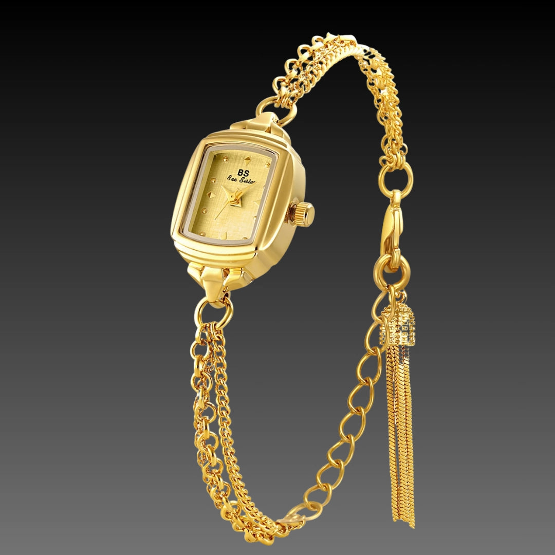 Luxury Minority Square Watch: Light Blue Dial | 7mm Ultra-Slim | Retro Silver & Gold Edition