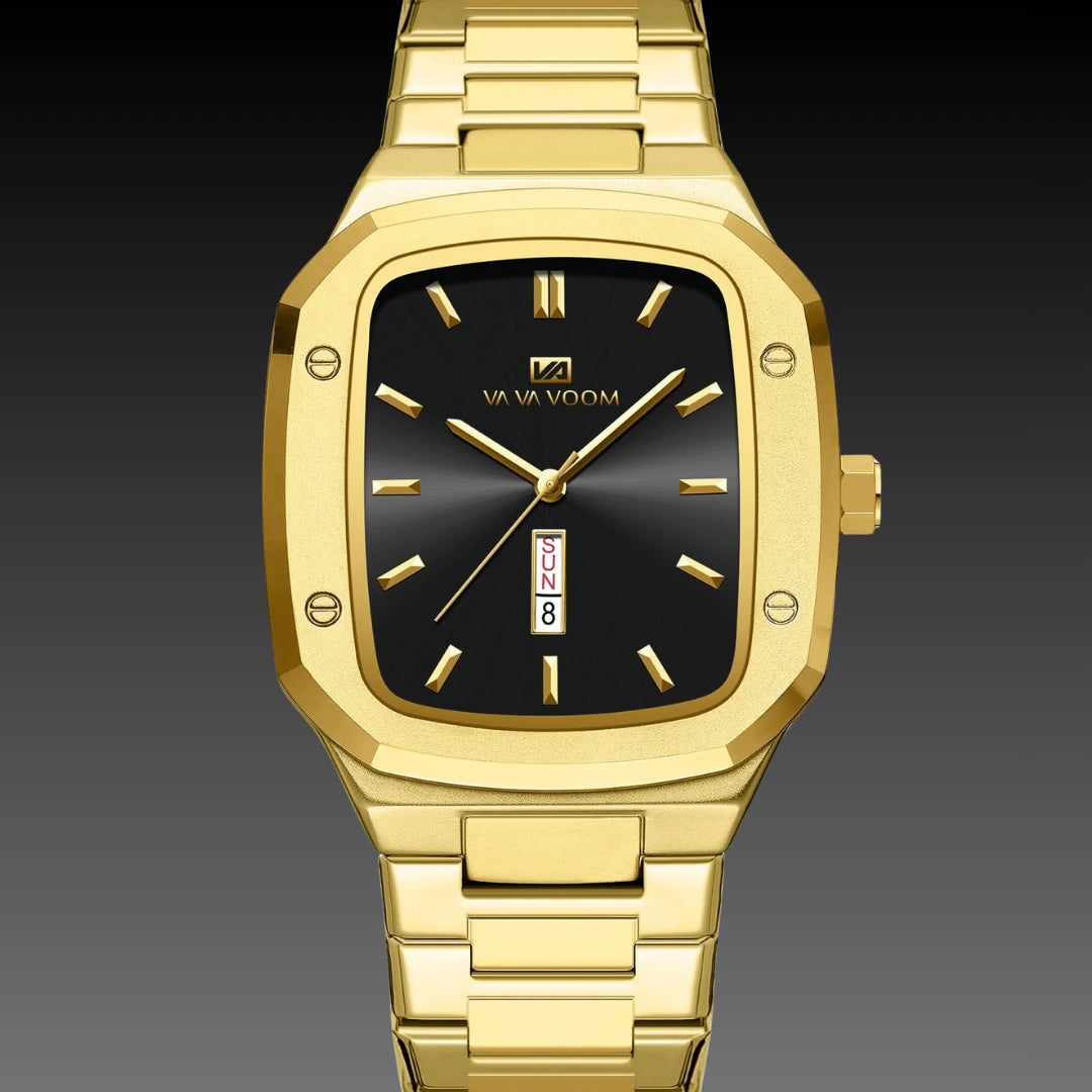 Business Rectangular Creative Dual-Date Steel-Strap Mens Watch