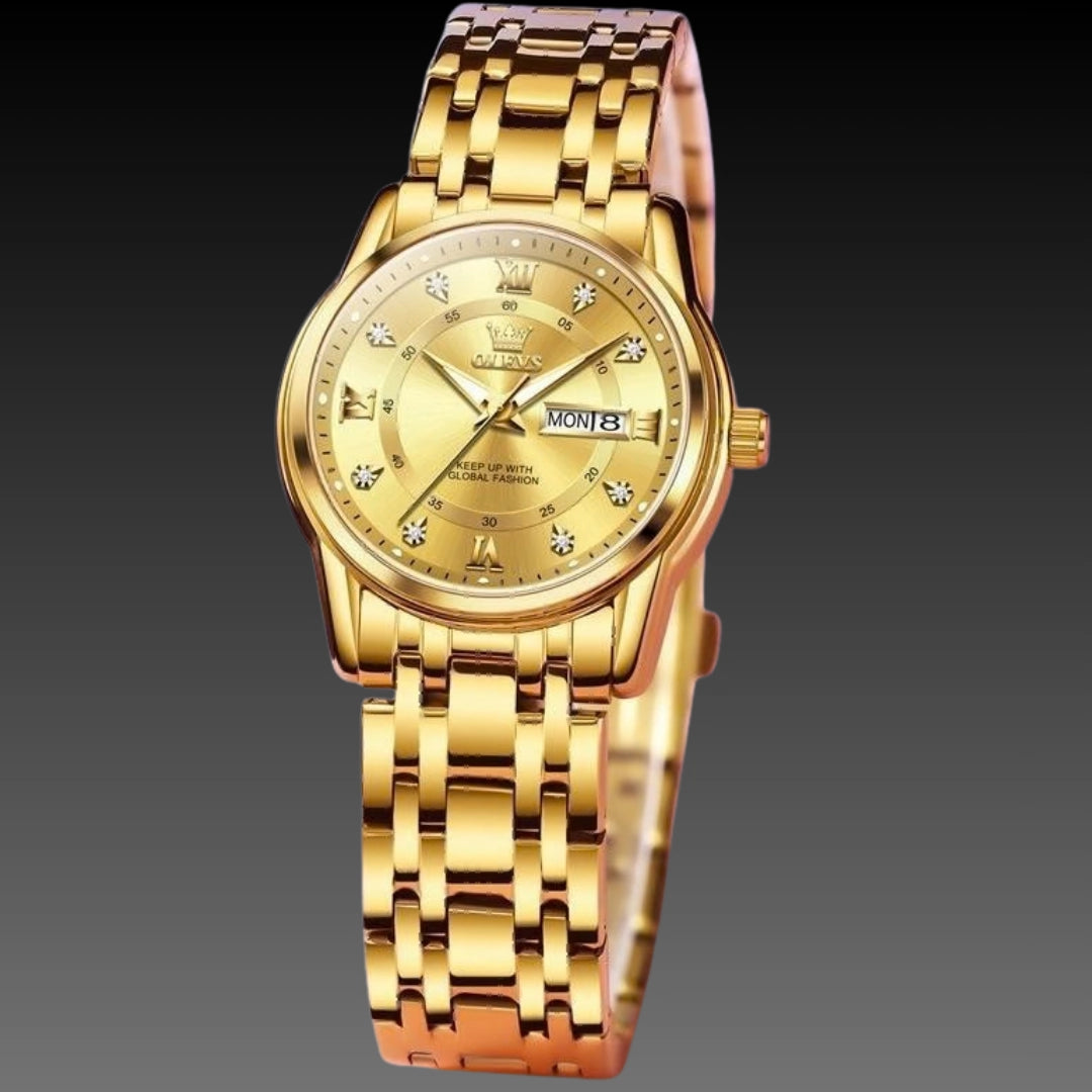 Luxury Roman Scale Calendar Watch: Model 5513 | 29mm Ladies Quartz | 9mm Slim Steel Belt