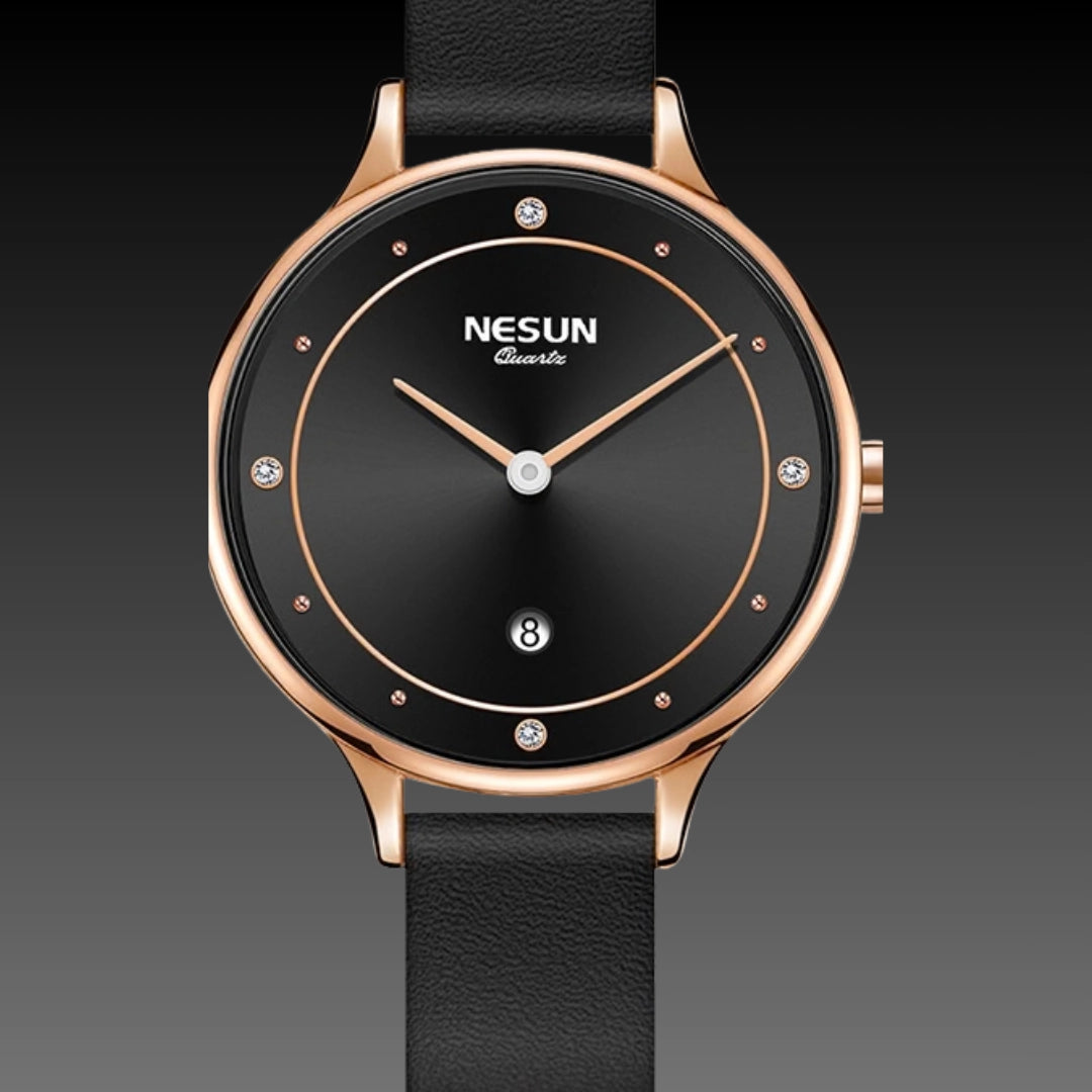 Ladies Fashion Simple Quartz Watch – Ultra-Slim 32mm Stainless Steel Wristwatch with Waterproof Design