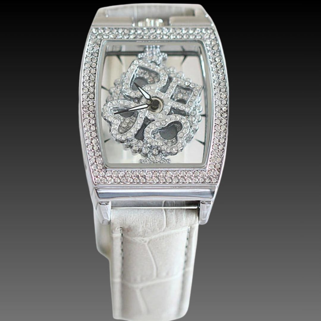 Floral Diamond Ladies Watch: 33mm Relief Dial | Crystal Indices | Magnetic & Leather Options