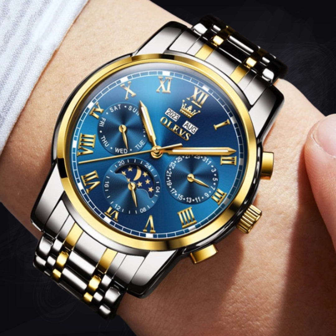 Men's Moon Phase Automatic Watch – 42mm Open Heart Dial with 11mm Slim Steel Case