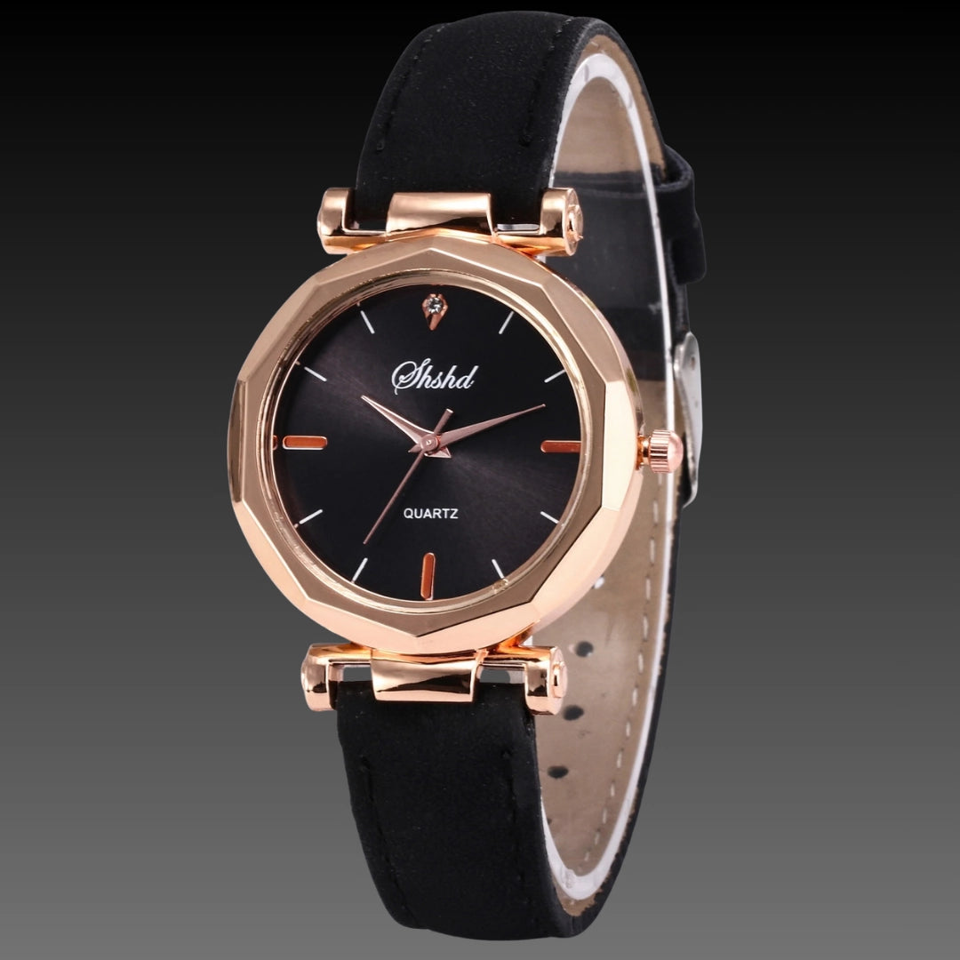 Viral Prism Glass Watch: 30mm Diamond-Cut Face | Frosted Matte Strap | Rose Gold Accents