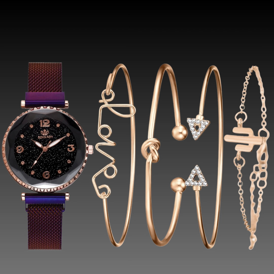 Women’s Quartz Bracelet Watch with Magnet Buckle (36mm Case, 5 Colors)