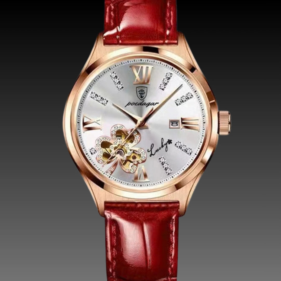 Luxury Waterproof Ladies Calendar Watch: 32mm Luminous Dial | 6mm Ultra-Slim Quartz | Rose Gold