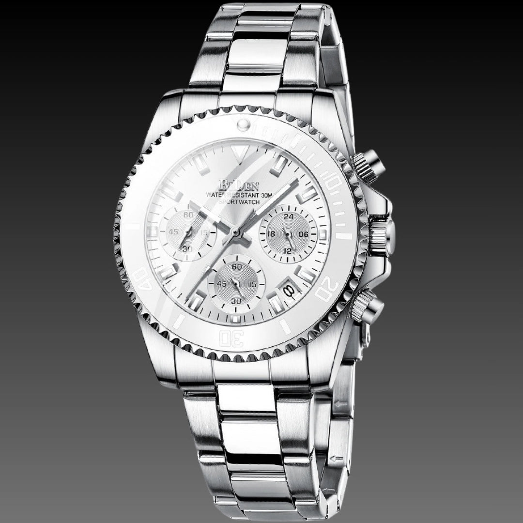 Ladies Sport-Luxe Chronograph: 38.5mm Industrial Bezel | Functional Sub-Dials | Luminous