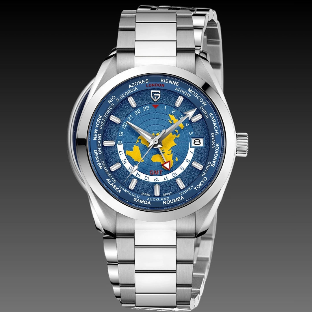 Men's GMT Mechanical Watch – Sapphire Crystal Dual Time Zone Luminous Automatic