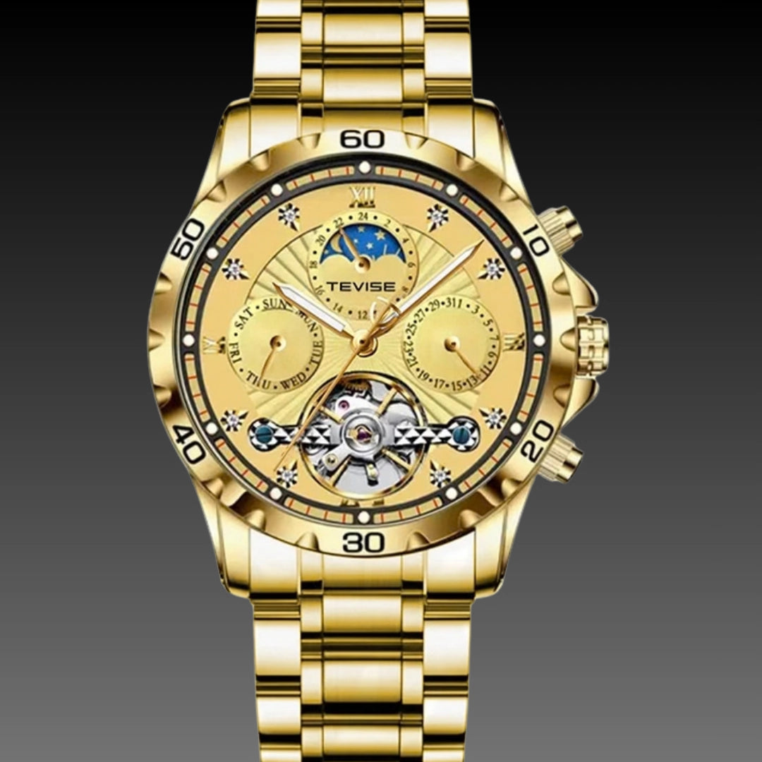 Fashion Business Men's Waterproof Tourbillon Steel Belt Mechanical Watch