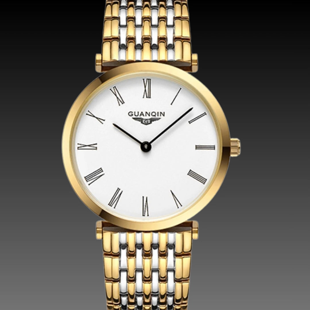 Exquisite Ladies Waterproof Watch – Ultra-Slim 6mm Quartz with Diamond & Roman Dial Options