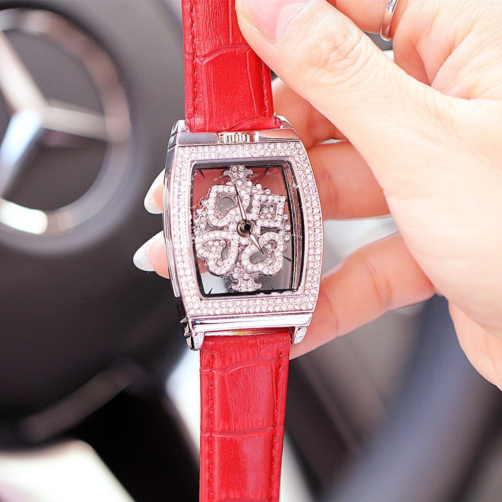 Floral Diamond Ladies Watch: 33mm Relief Dial | Crystal Indices | Magnetic & Leather Options
