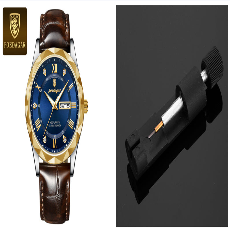 Men's Oversized Leather Watch | 47mm Big Face Chronograph Style | Luxury Quartz