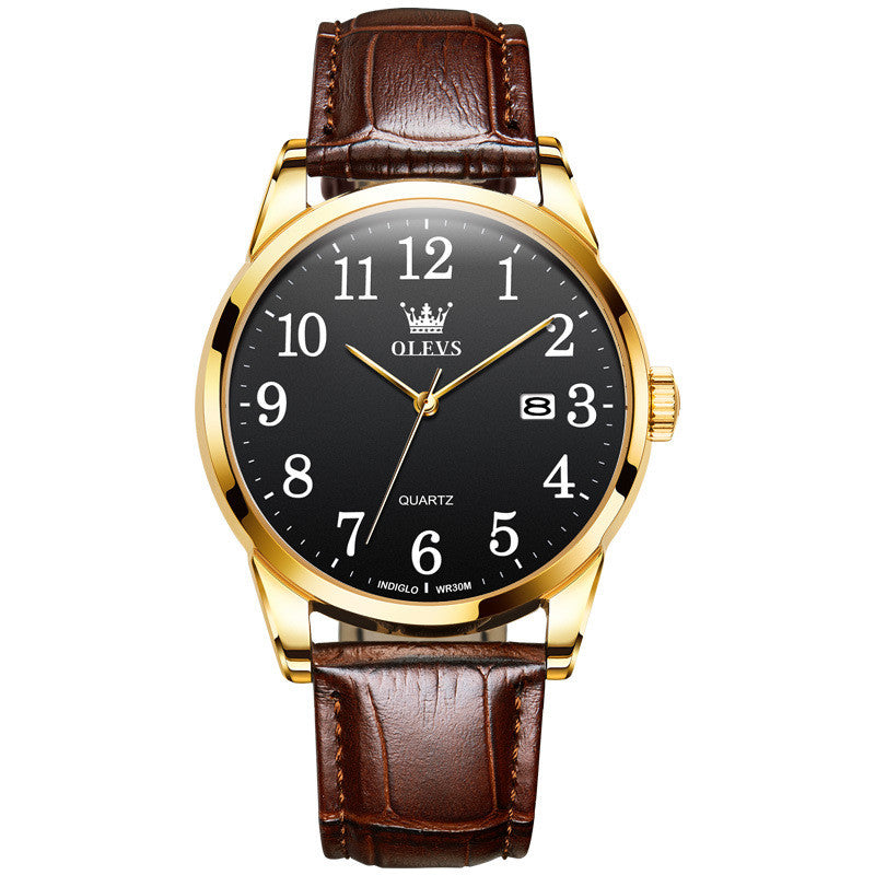 Men's 39mm Minimalist Leather Quartz Watch | 9mm Ultra-Slim