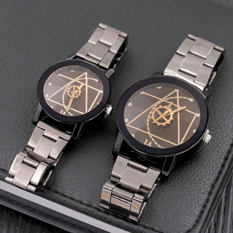 Fashion Gear Compass Turntable Stainless Steel Couple Watches (Men’s & Women’s)