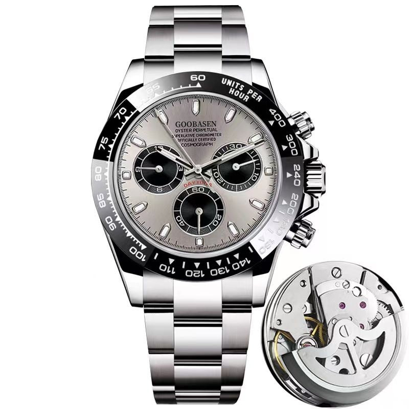 Mechanical-Style Mens Watch With Calenda Quartz Watch