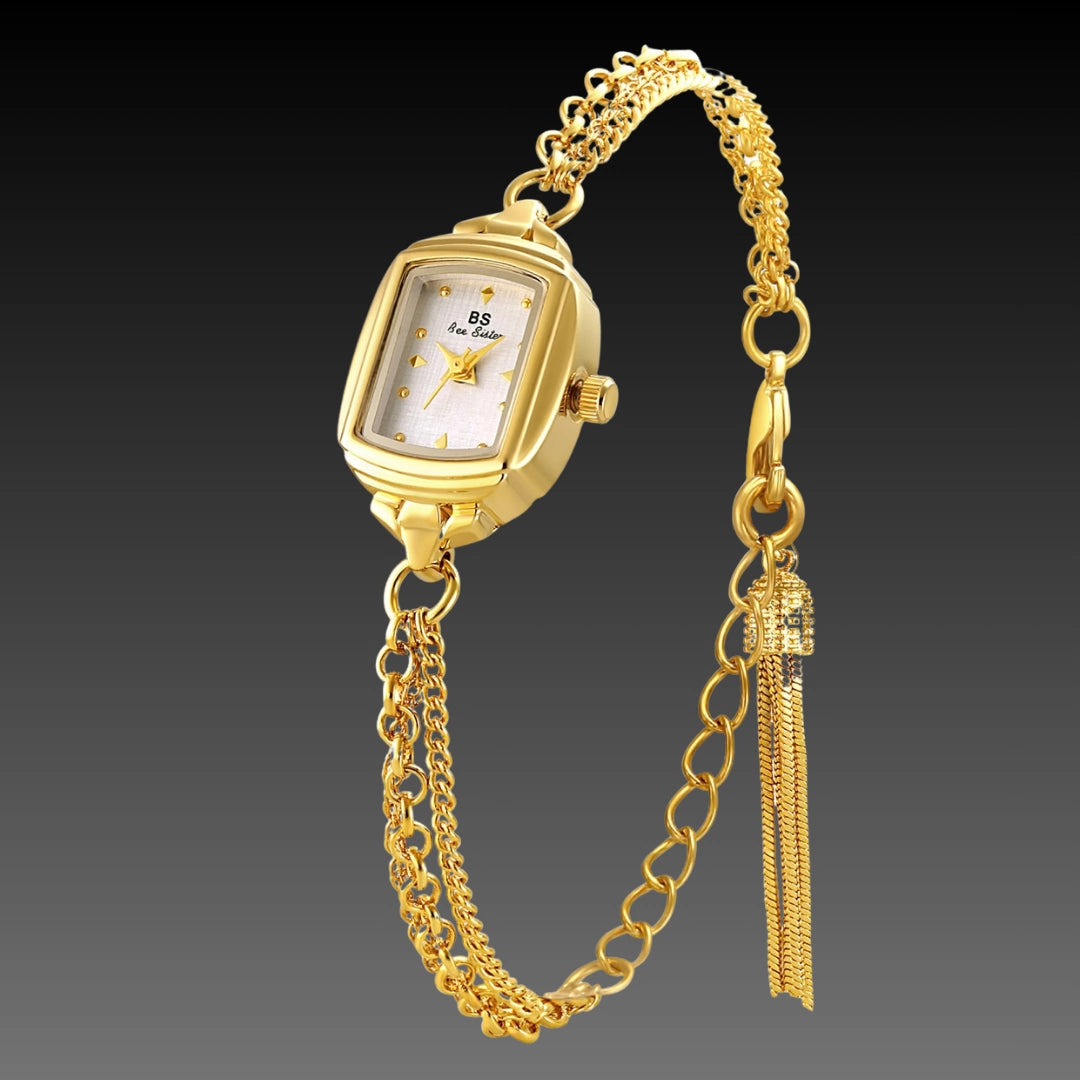 Luxury Minority Square Watch: Light Blue Dial | 7mm Ultra-Slim | Retro Silver & Gold Edition