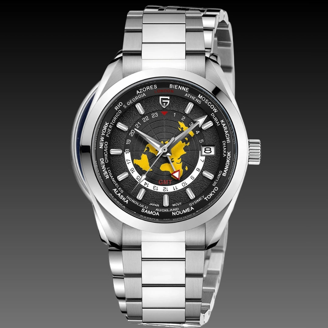 Men's GMT Mechanical Watch – Sapphire Crystal Dual Time Zone Luminous Automatic