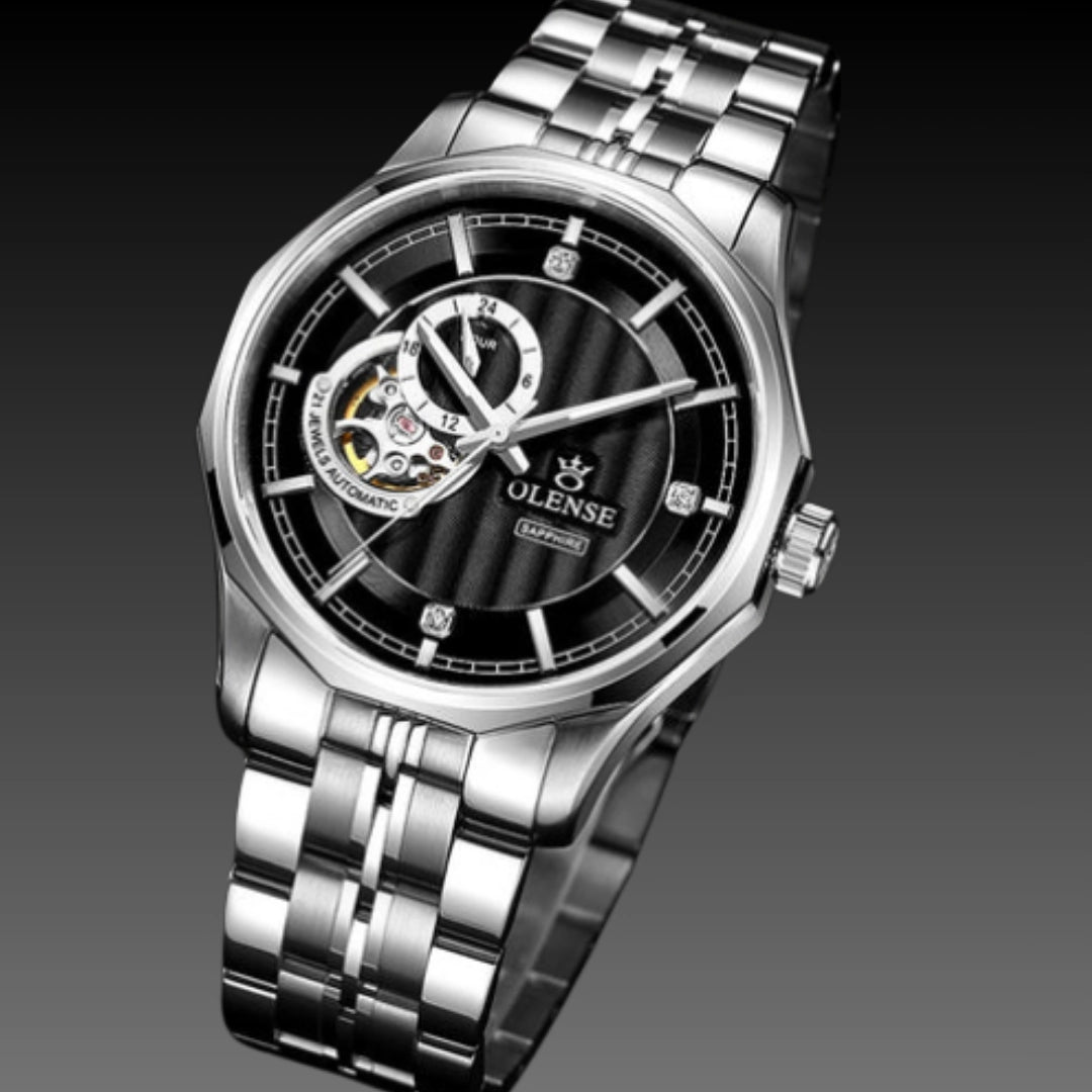 Men's Automatic Mechanical Watch – Premium 316L Stainless Steel Skeleton Watch with Sapphire Glass