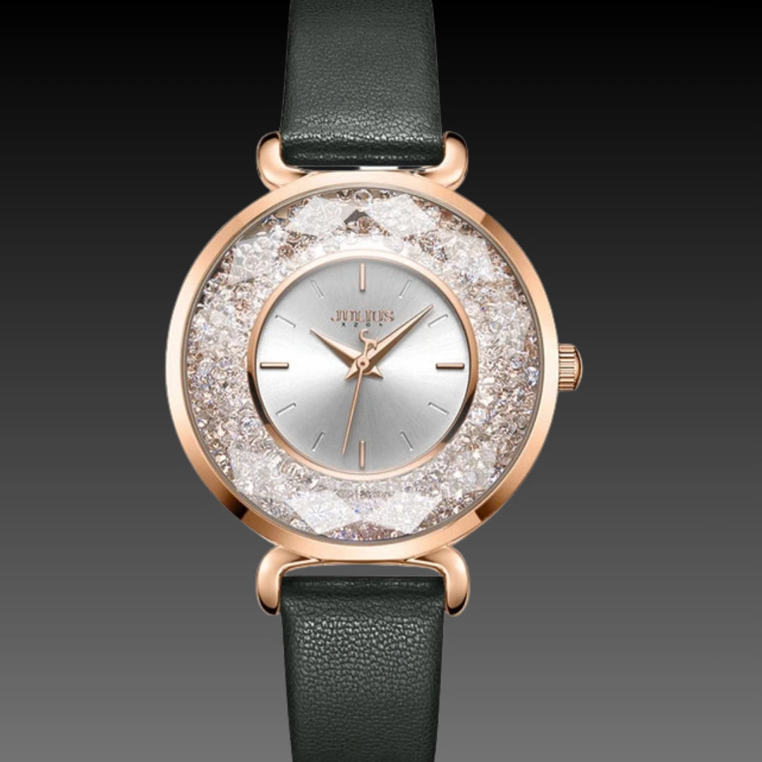 Ladies Julius Mori Girl Quartz Watch – Temperament Leather Strap Wristwatch (3ATM Waterproof)