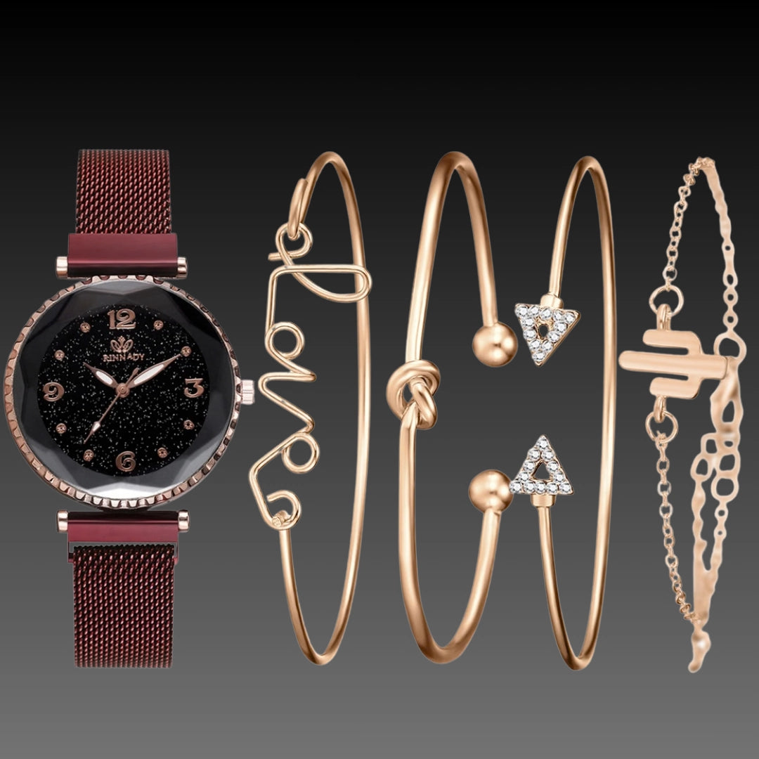 Women’s Quartz Bracelet Watch with Magnet Buckle (36mm Case, 5 Colors)
