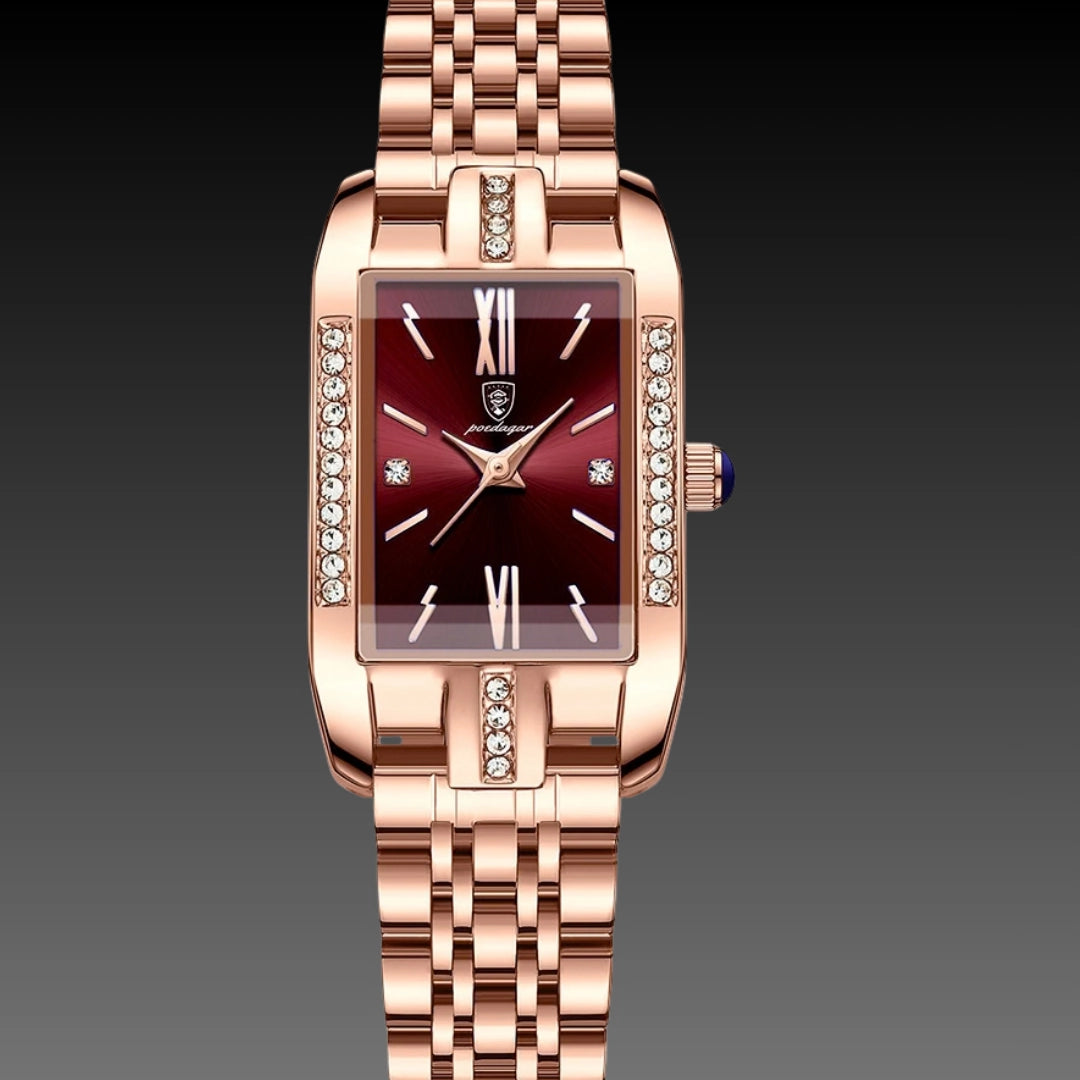 Luxury Waterproof Ladies Quartz Watch: 30mm Rectangular Dial | 6mm Ultra-Slim | 50M Water Resistant