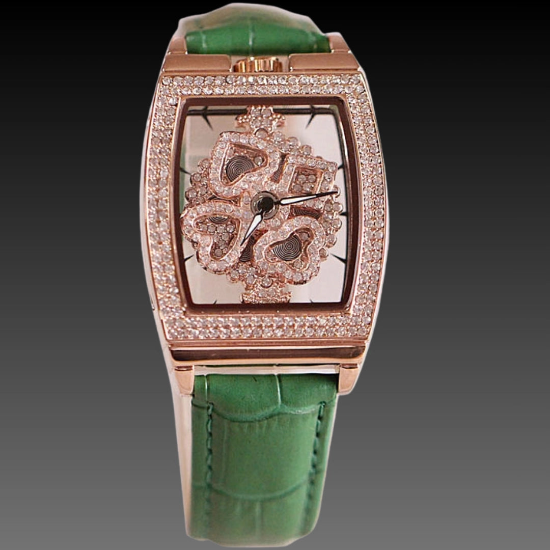 Floral Diamond Ladies Watch: 33mm Relief Dial | Crystal Indices | Magnetic & Leather Options