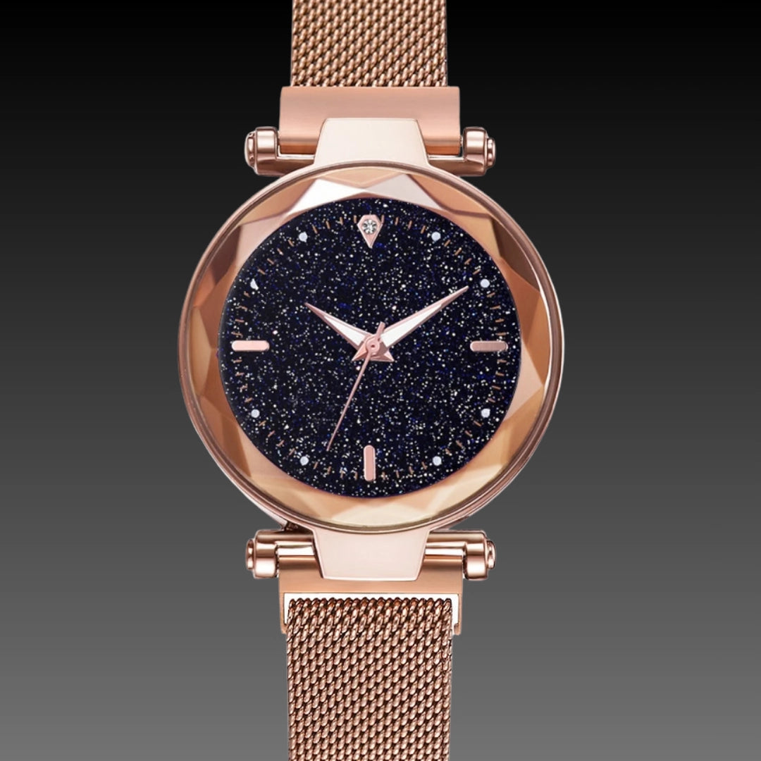 Ladies Magnetite Starry Sky Watch – Ultra-Slim Magnetic Mesh Quartz with Shimmering Dial