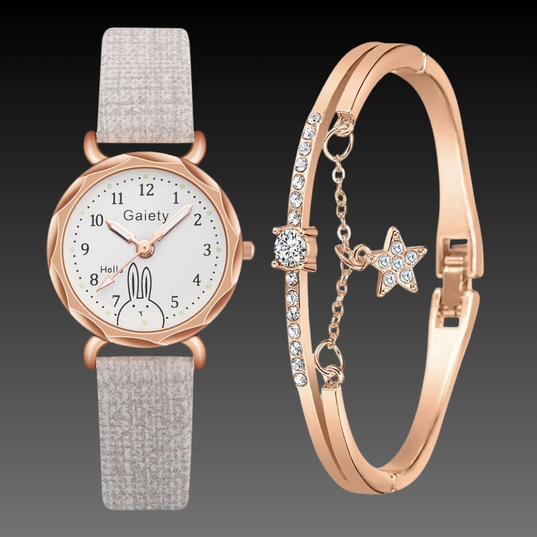 Korean Simple Student Watch – Ladies Quartz Roman Numeral Canvas Strap (Bracelet Set Available)
