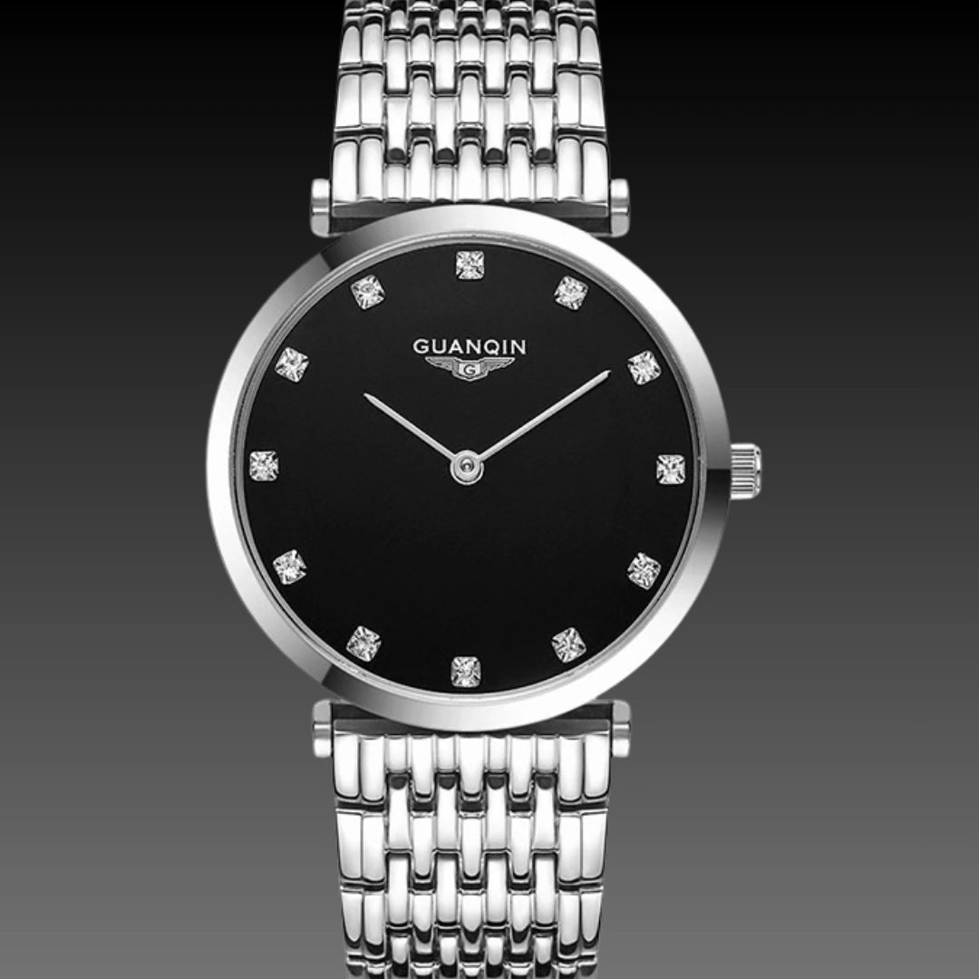 Exquisite Ladies Waterproof Watch – Ultra-Slim 6mm Quartz with Diamond & Roman Dial Options