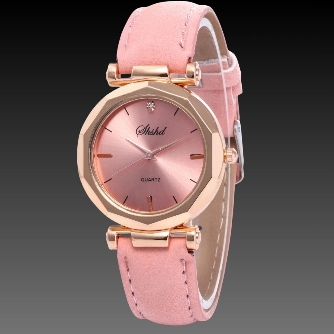 Viral Prism Glass Watch: 30mm Diamond-Cut Face | Frosted Matte Strap | Rose Gold Accents