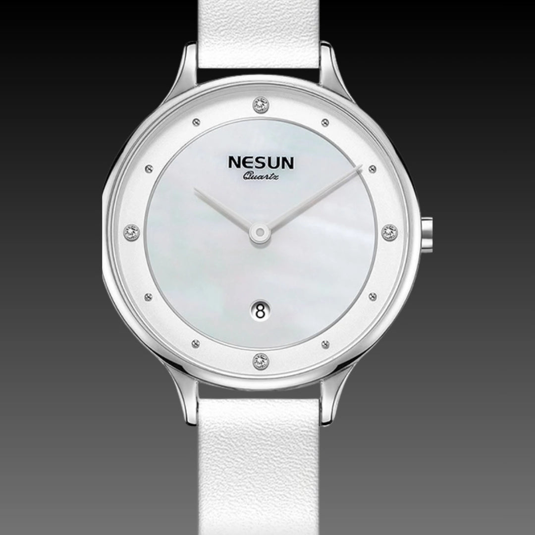 Ladies Fashion Simple Quartz Watch – Ultra-Slim 32mm Stainless Steel Wristwatch with Waterproof Design