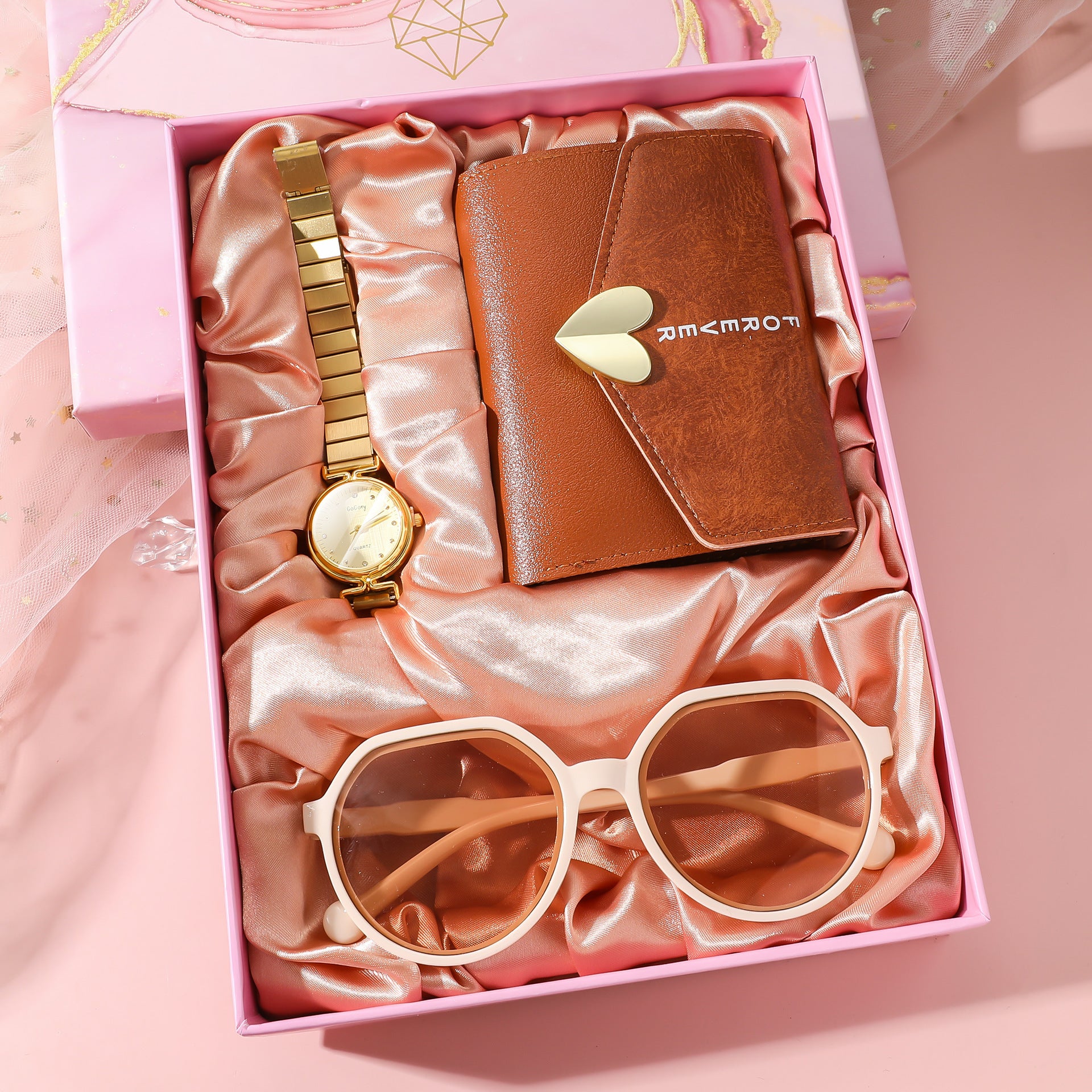 Luxury 3-Piece Gift Set: Steel Belt Watch, Wallet & Sunglasses | 8mm Slim Alloy | Fashion Suit