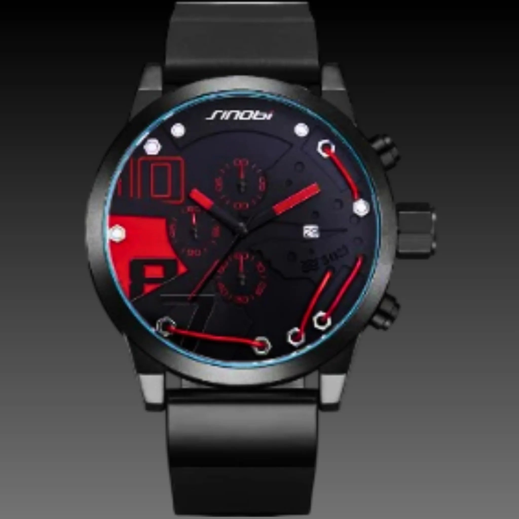 Men's 50mm Oversized Chronograph: Wide Silicone Strap | Big Face Sport Watch
