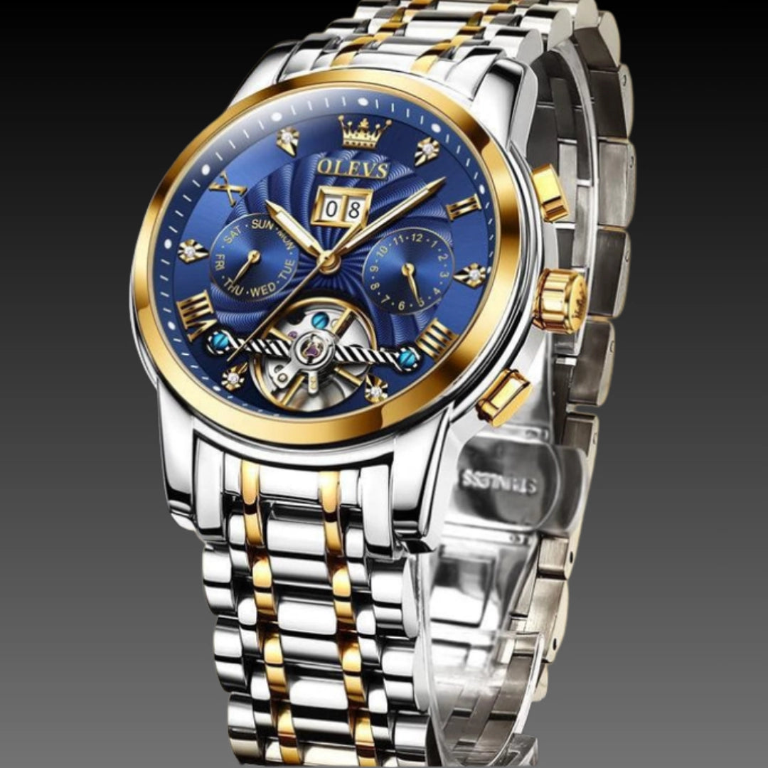 Men's Multifunction Automatic Watch – 41mm x 13mm Steel Business Timepiece