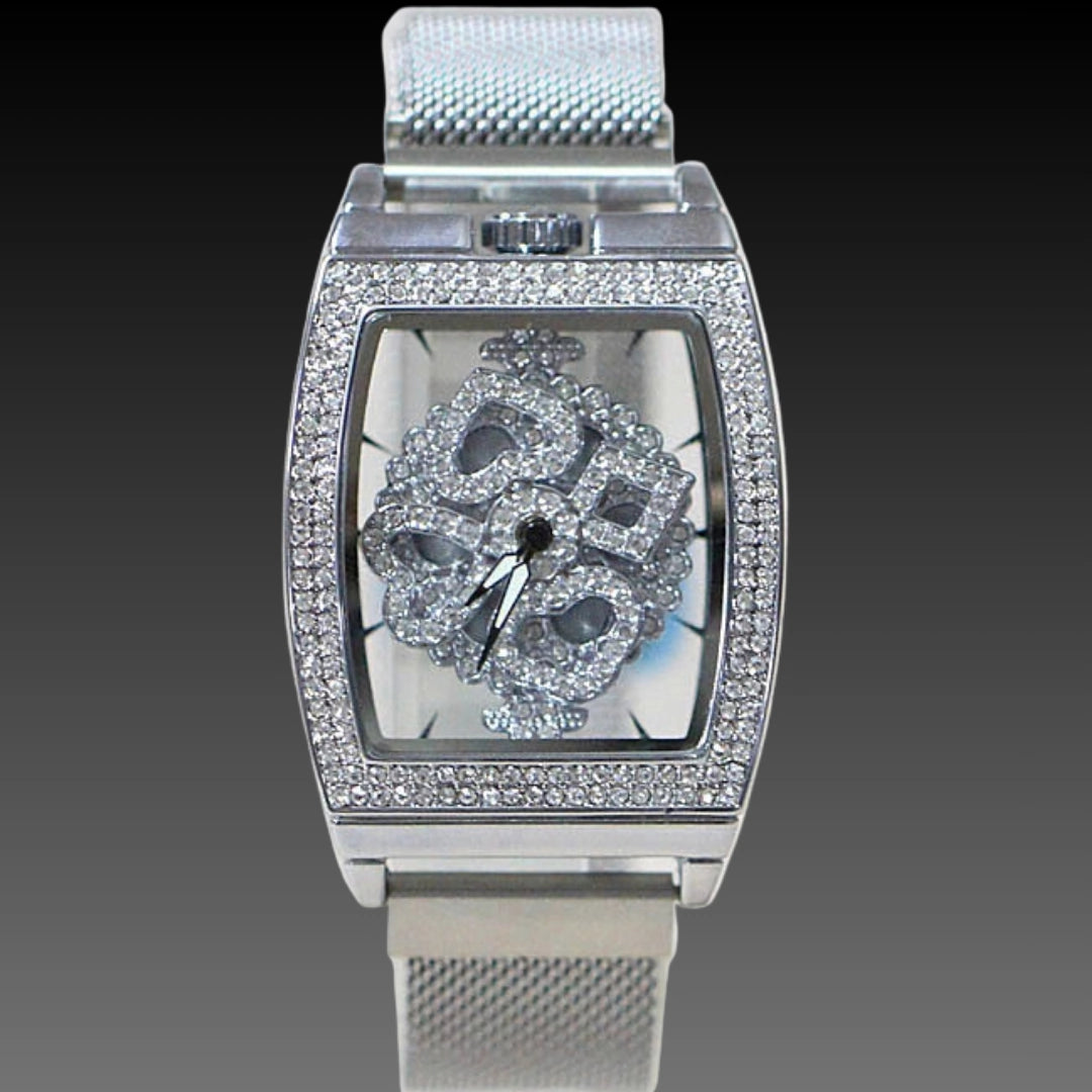 Floral Diamond Ladies Watch: 33mm Relief Dial | Crystal Indices | Magnetic & Leather Options