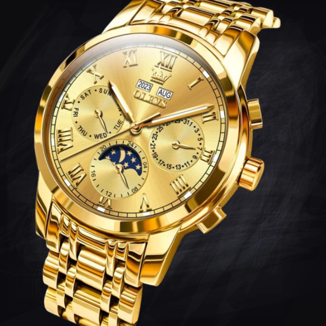 Men's Moon Phase Automatic Watch – 42mm Open Heart Dial with 11mm Slim Steel Case