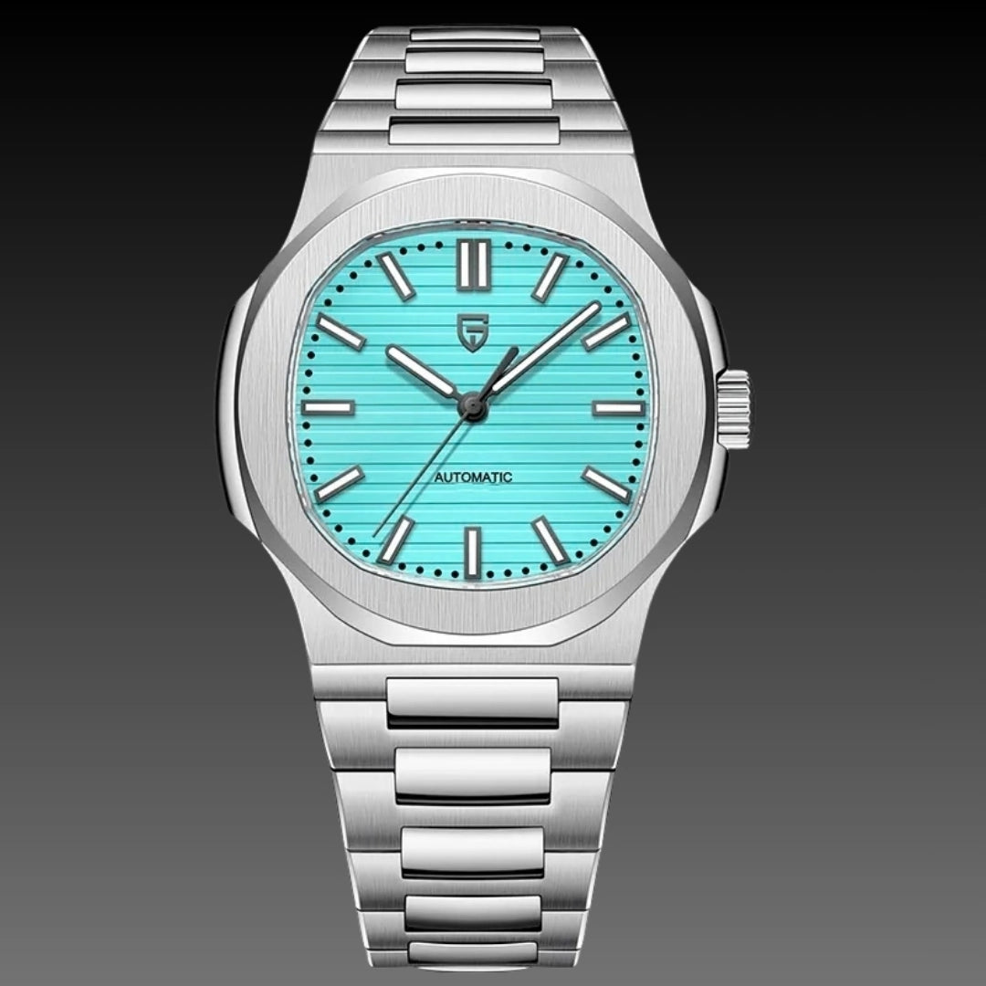 Men's Stainless Steel Automatic Mechanical Waterproof Barrel-shaped Wristwatch