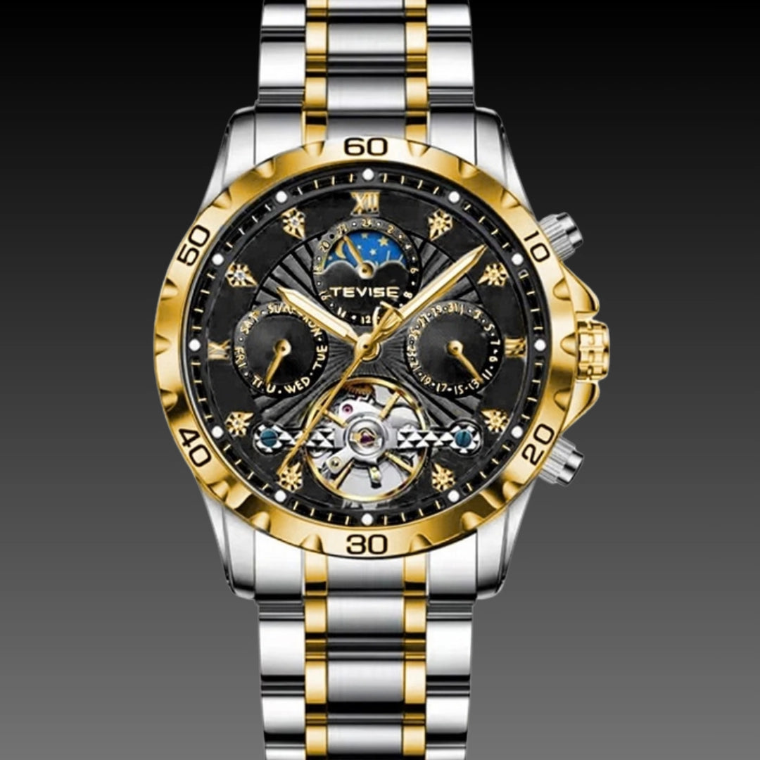 Fashion Business Men's Waterproof Tourbillon Steel Belt Mechanical Watch