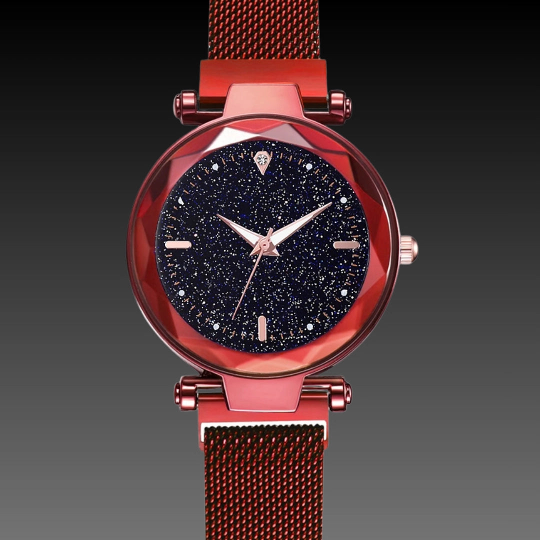 Ladies Magnetite Starry Sky Watch – Ultra-Slim Magnetic Mesh Quartz with Shimmering Dial