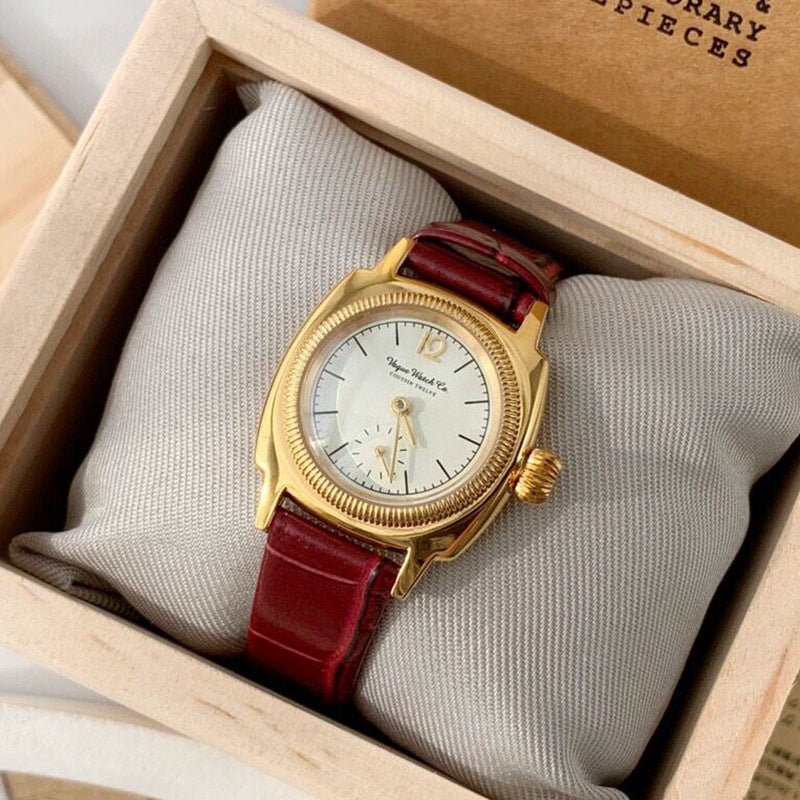 Temperament Vintage Square Watch – Unisex 28mm Genuine Leather Quartz Timepiece