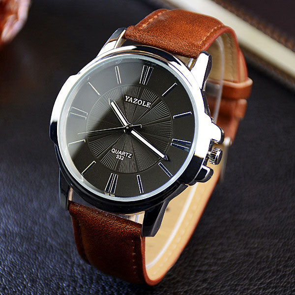 Men's Classic Business Quartz Watch | Roman Numeral Dial | Leather Strap Dress Timepiece