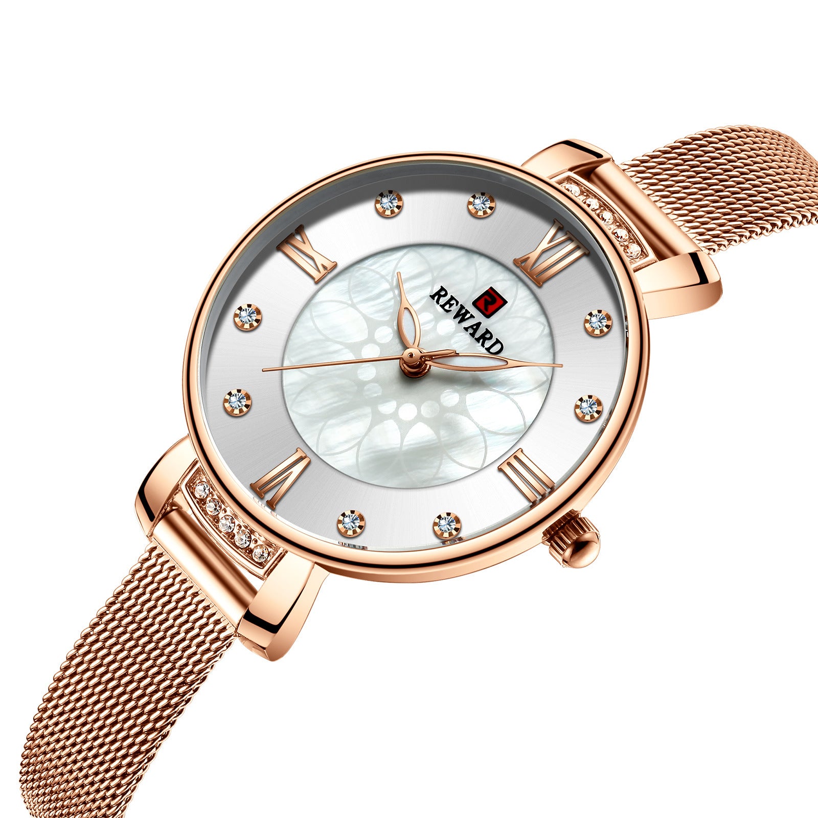 Milanese Mesh Ladies Watch: 33mm Textured Dial | Slim 10mm Steel Strap | Roman Numerals