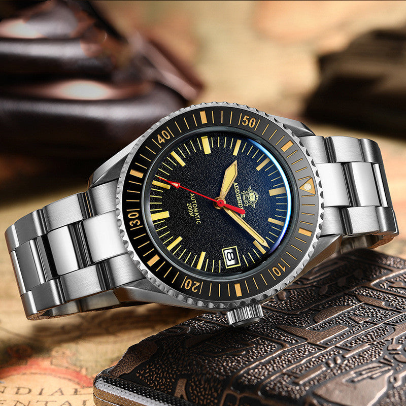 Addiesdive 40mm Vintage Automatic: 200M Diver | Textured Sand Dial | AR Coated Glass