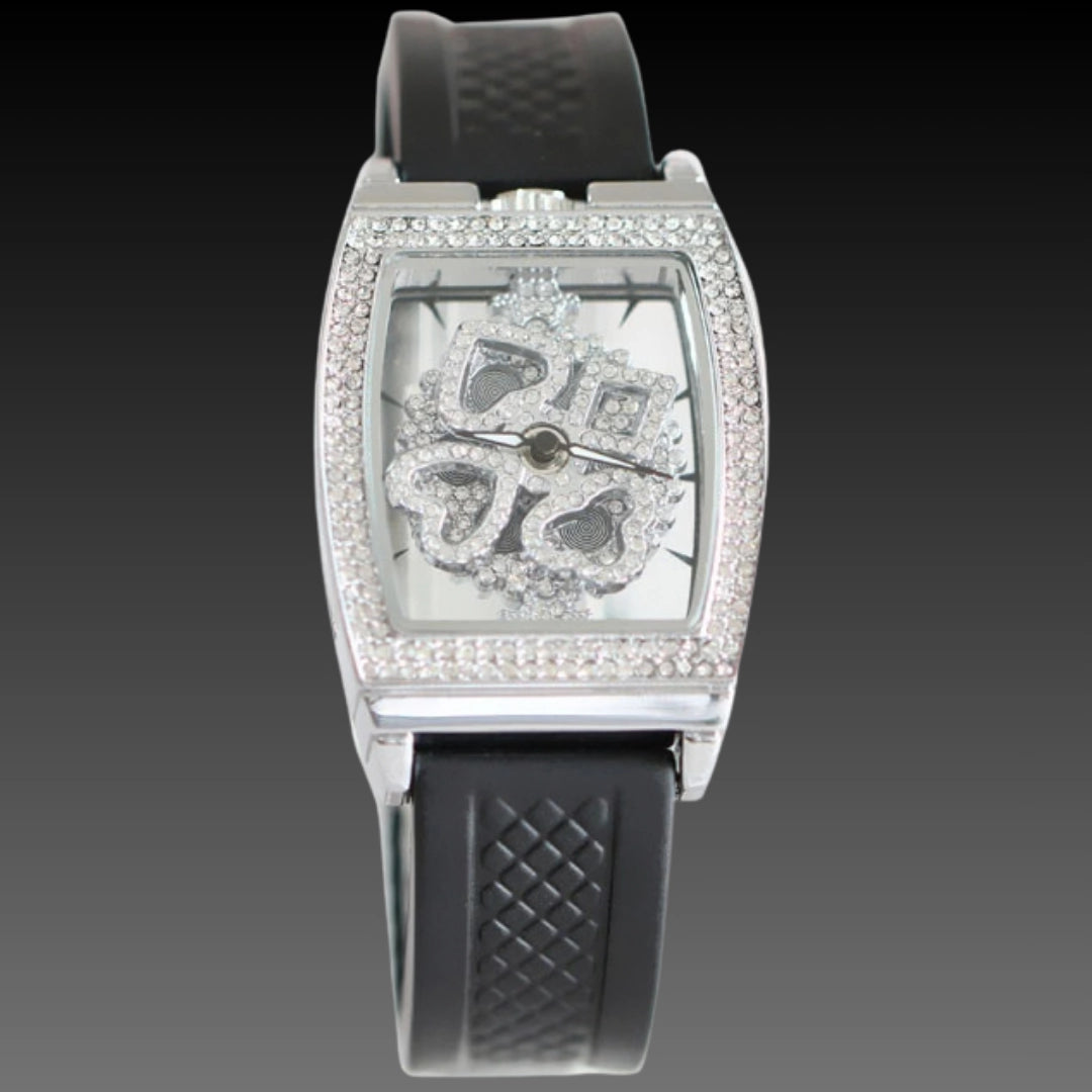 Floral Diamond Ladies Watch: 33mm Relief Dial | Crystal Indices | Magnetic & Leather Options
