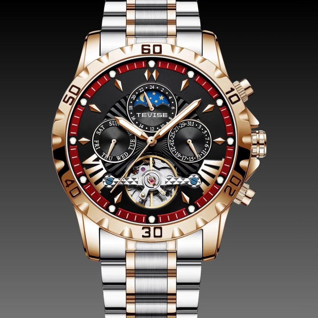 Fashion Business Men's Waterproof Tourbillon Steel Belt Mechanical Watch