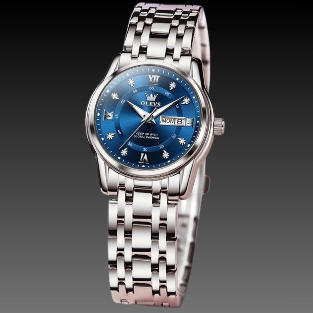 Luxury Roman Scale Calendar Watch: Model 5513 | 29mm Ladies Quartz | 9mm Slim Steel Belt