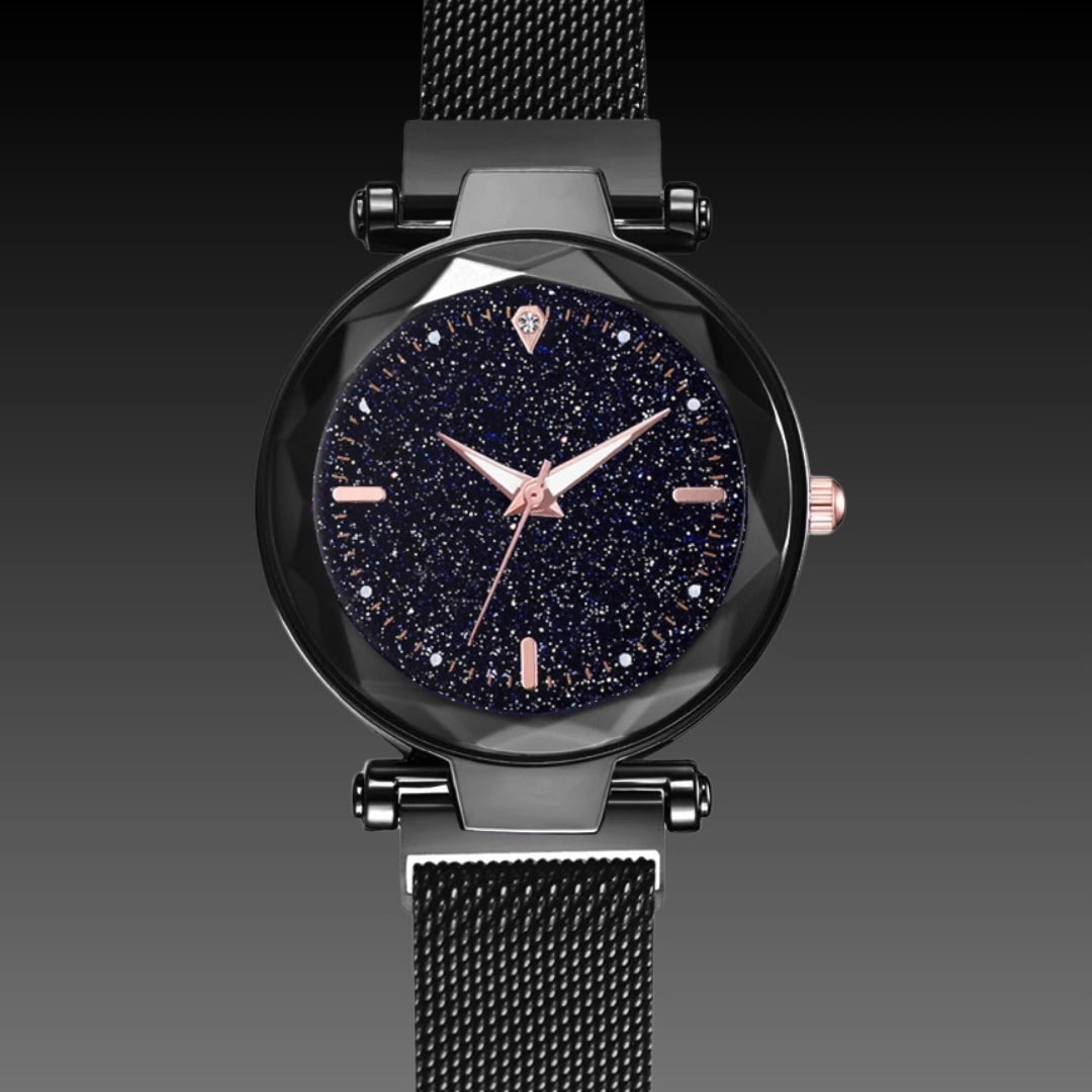 Ladies Magnetite Starry Sky Watch – Ultra-Slim Magnetic Mesh Quartz with Shimmering Dial